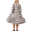 Kauluksellinen mekko "Kai" kahdella röyhelöllä, 3/4 suorat hihat, beige skottiruutu - Image 3