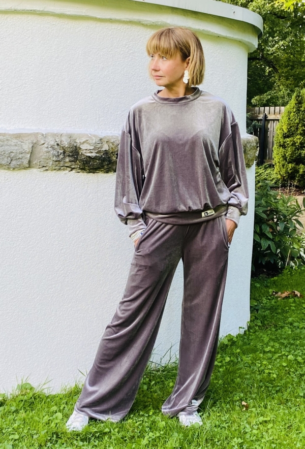 Vabaajapüksid “Lisette”, hall samet - Image 3