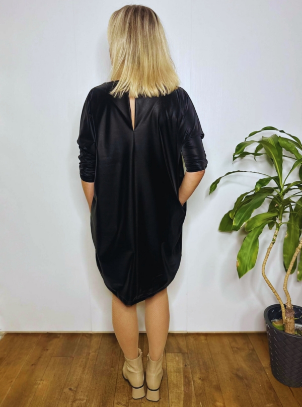 Nahkhiirevarrukatega kleit “Keili”, must nahaimmitatsiooniga - Image 4