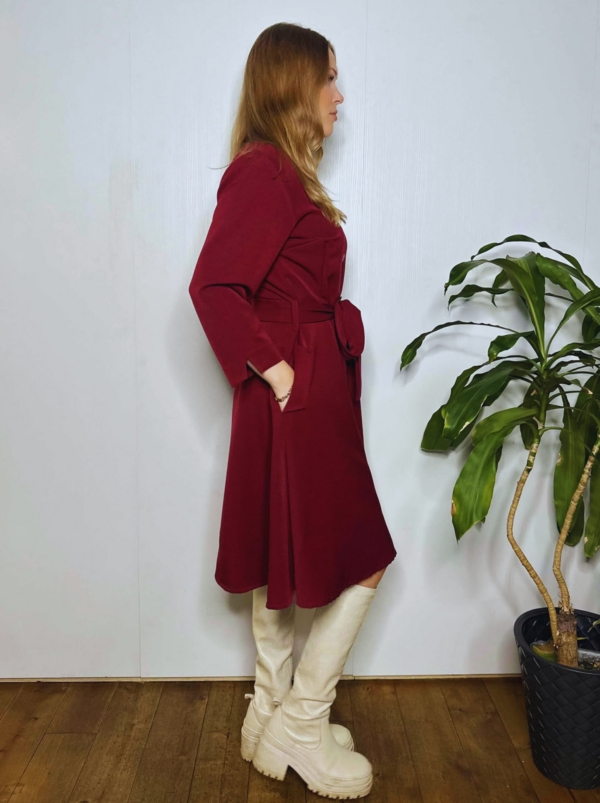 Laia seelikuosaga kleit “Kai”, 3/4 pikkuses sirgete varrukatega, tumepunane - Image 7