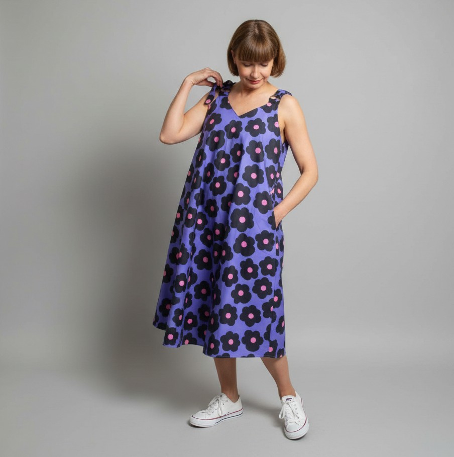 Õlapaeltega kleit "Kadri", lilleline lilla - Image 6