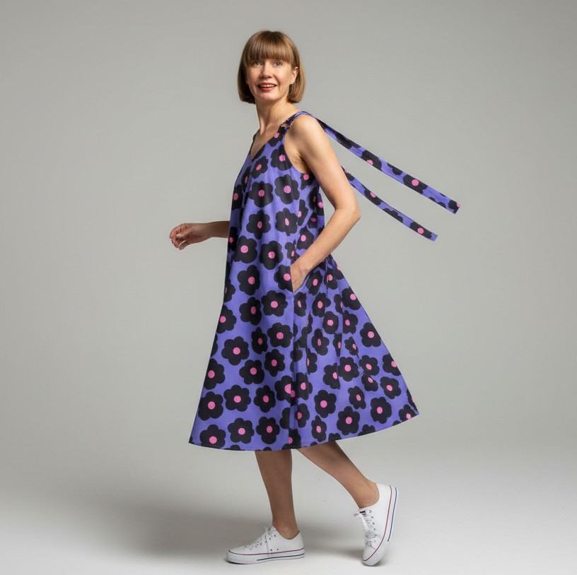 Õlapaeltega kleit "Kadri", lilleline lilla - Image 2