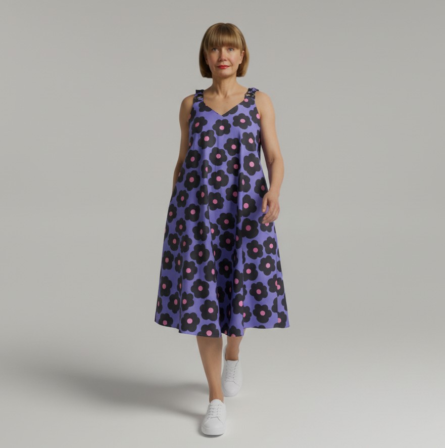 Õlapaeltega kleit "Kadri", lilleline lilla - Image 5