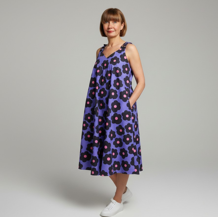 Õlapaeltega kleit "Kadri", lilleline lilla - Image 8